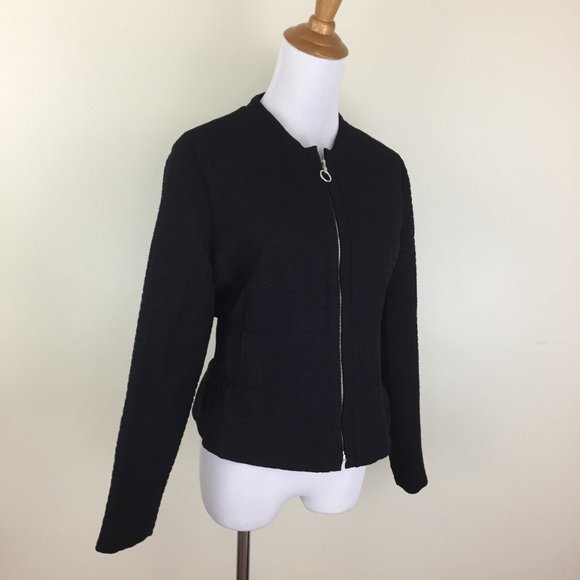 MAJE Textured Fabric Elastic Waist Zip Up Jacket - Picture 4 of 10